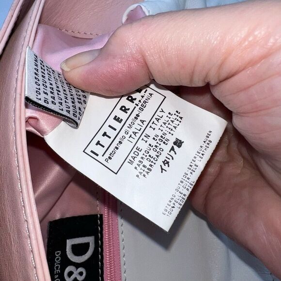 Dolce and Gabbana Lambskin Baby Pink and White Double Pocket Shoulder Bag - Picture 14 of 16